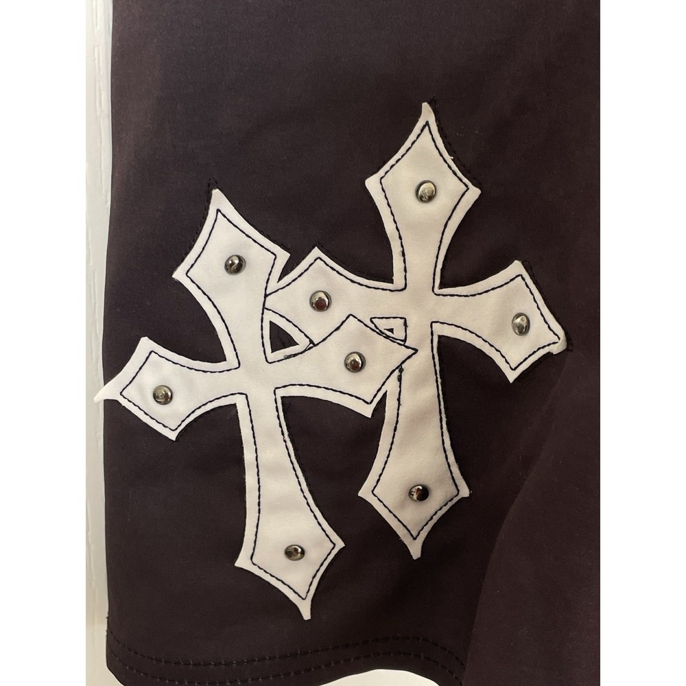 Affliction Board Shorts Mens 34 Brown Swim Trunks Gothic Skull Crosses MMA Y2K - Picture 3 of 16